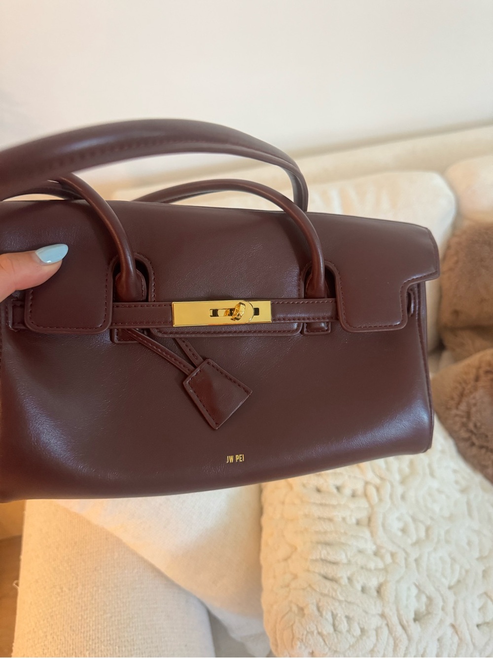 JW PEI NEW Burgundy Structured Shoulder Bag with Gold Hardware - Picture 5 of 9